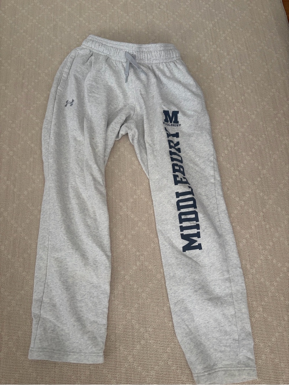 Under Armour Women's Light Gray Joggers with Navy 'Middlebury' Lettering